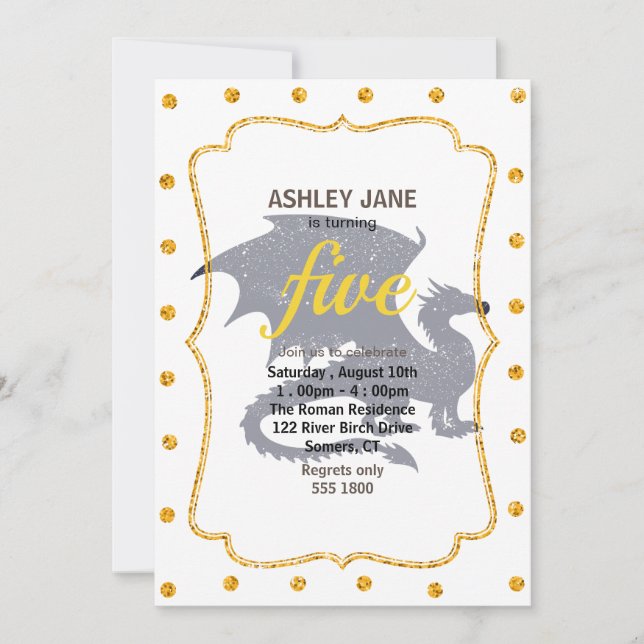 Silhouette-dragon - Välj bakgrund färg Inbjudningar (Framsida)