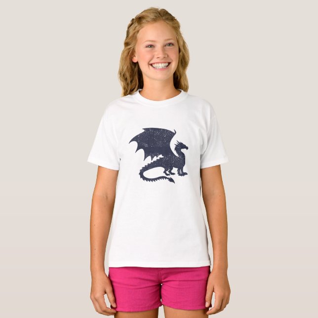 Silhouette-draken - Välj bakgrund färg T Shirt (Hel framsida)