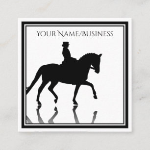 Silhouette Dressage Horse with Reflection Fyrkantigt Visitkort