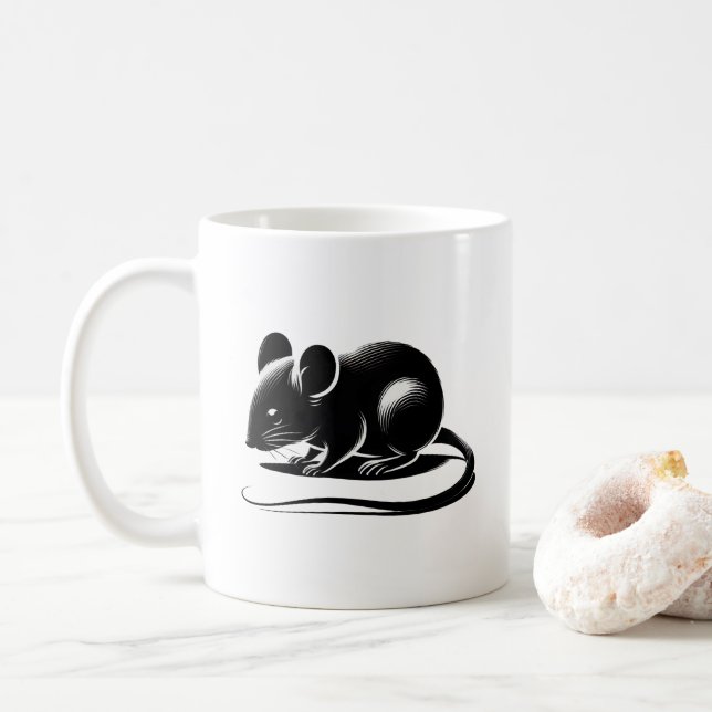 Silhouette d'un rat curieux. kaffemugg (Med munk)