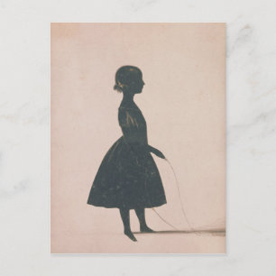 Silhouette, en flicka med ett skipprep vykort