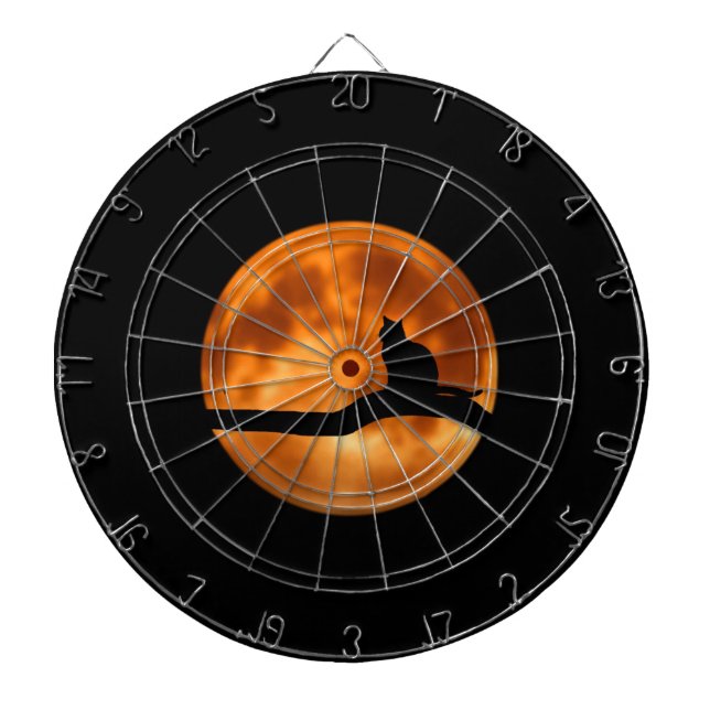 Silhouette, en svart katt i ett Träd-dammkort Darttavla (Framsidan)