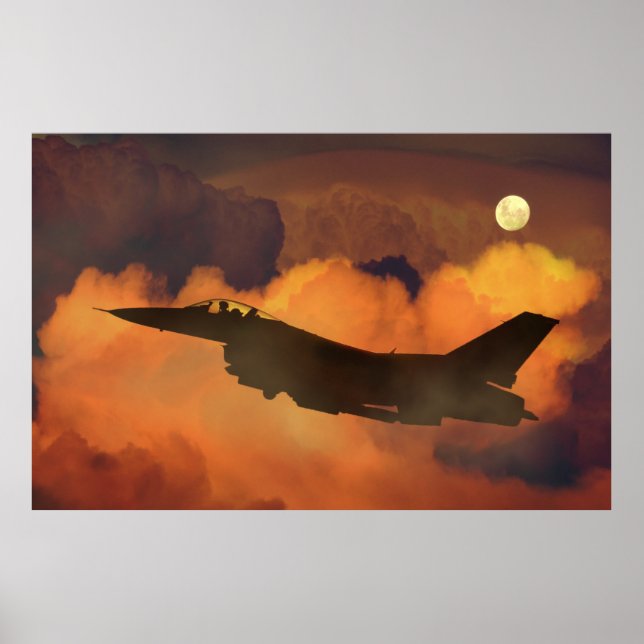 Silhouette F-16 Fighter Jet Poster (Framsidan)