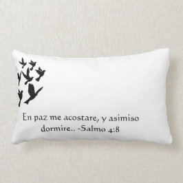 Silhouette fågelPsalm4:8 i den spanska Salmos 4:8 Lumbarkudde