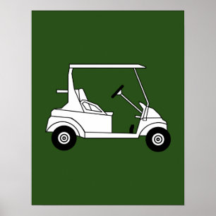 Silhouette-färgat golfkort på grönten poster