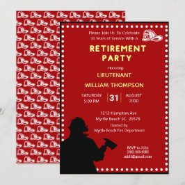 Silhouette Fireman/Fire Chief Pension Party Inbjudningar
