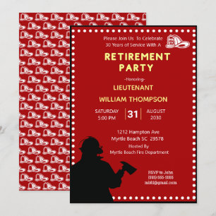 Silhouette Fireman/Fire Chief Pension Party Inbjudningar