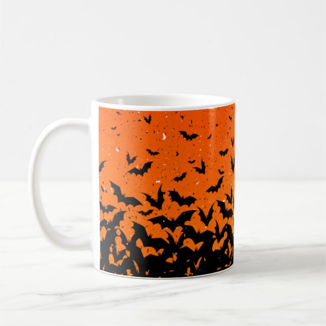 Silhouette Fladdermöss Vampire Dracula Halloween M Kaffemugg (Vänster)