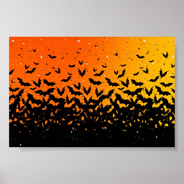 Silhouette Fladdermöss Vampire Dracula Halloween M Poster (Framsidan)