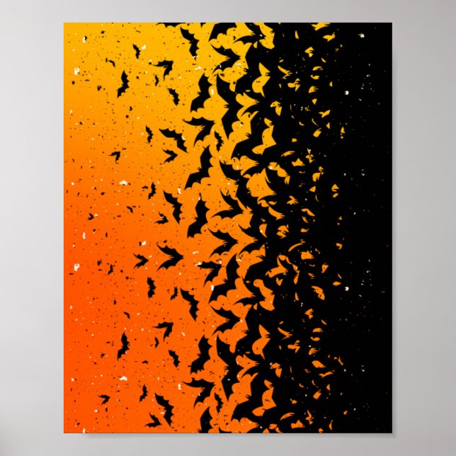 Silhouette Fladdermöss Vampire Dracula Halloween M Poster (Framsidan)