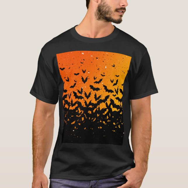 Silhouette Fladdermöss Vampire Dracula Halloween M T Shirt (Framsida)