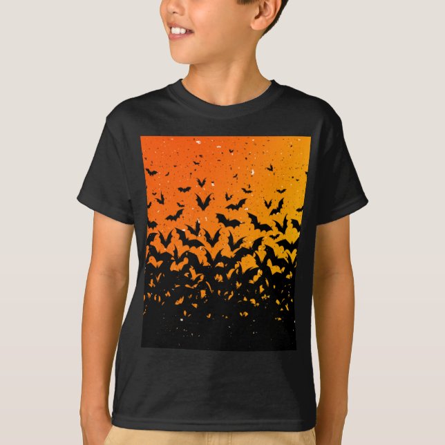 Silhouette Fladdermöss Vampire Dracula Halloween M T Shirt (Framsida)
