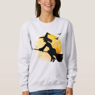 Silhouette Flies Wicked Witch Orange Måne T Shirt