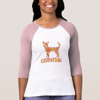 Silhouette för Chihuahuahundblommigt T-shirt