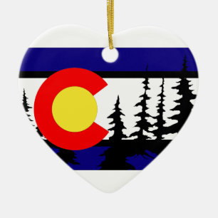 Silhouette för Colorado flaggaträd Julgransprydnad Keramik