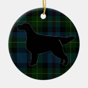 Silhouette för Gordon Setter på Tartanprydnad Julgransprydnad Keramik