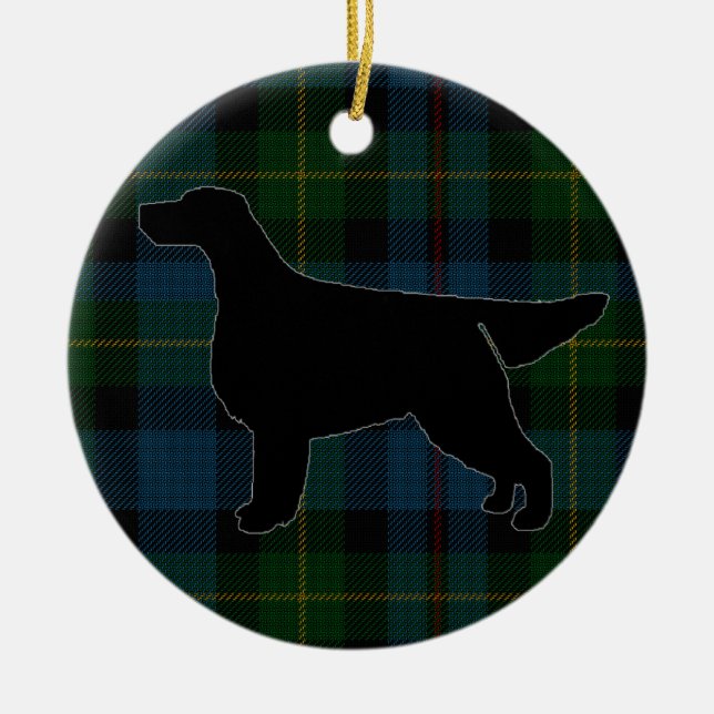 Silhouette för Gordon Setter på Tartanprydnad Julgransprydnad Keramik (Framsidan)