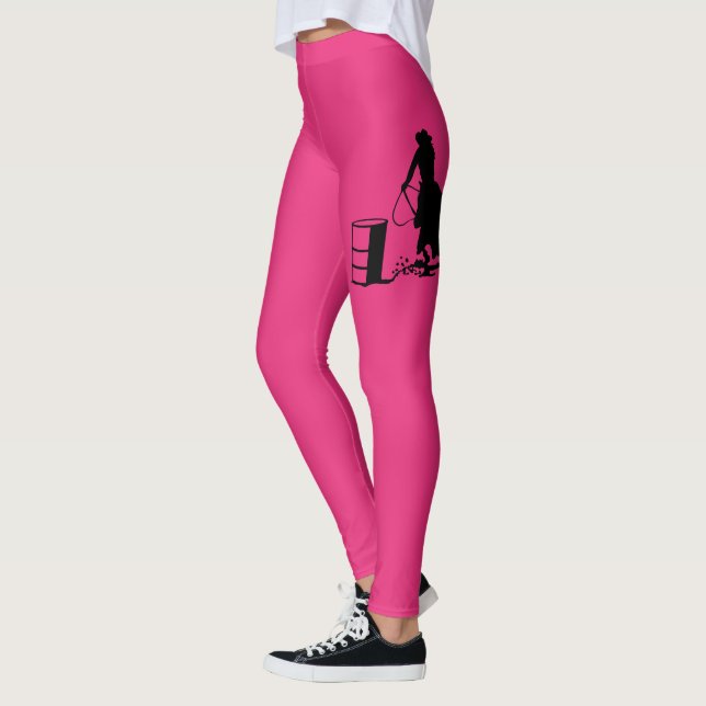 Silhouette för häst för RodeoCowgirltrumma Leggings (Vänster)