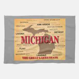 Silhouette för Michiganpridekarta Kökshandduk