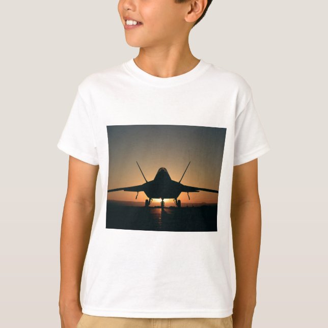 Silhouette för militärflygplan tee shirt (Framsida)