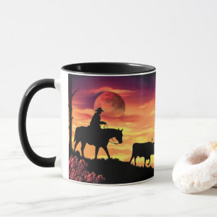 SILHOUETTE FÖR RÅD FÖR COWBOYSAMLARELONGHORN MUGG