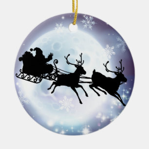 Silhouette för Santa månesleigh Julgransprydnad Keramik
