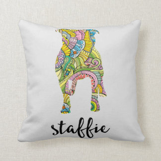 Silhouette för Staffordshire Terrierblommönster Kudde