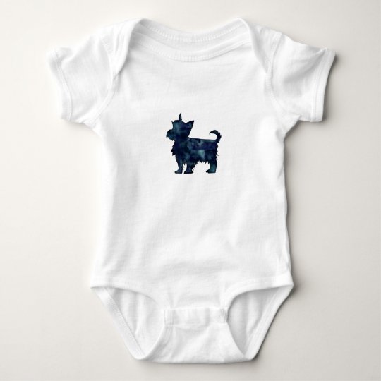Silhouette för vattenfärg för Yorkie Terriersvart Tee
