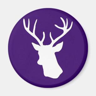 Silhouette för vithjorthuvud - mörk lila magnet