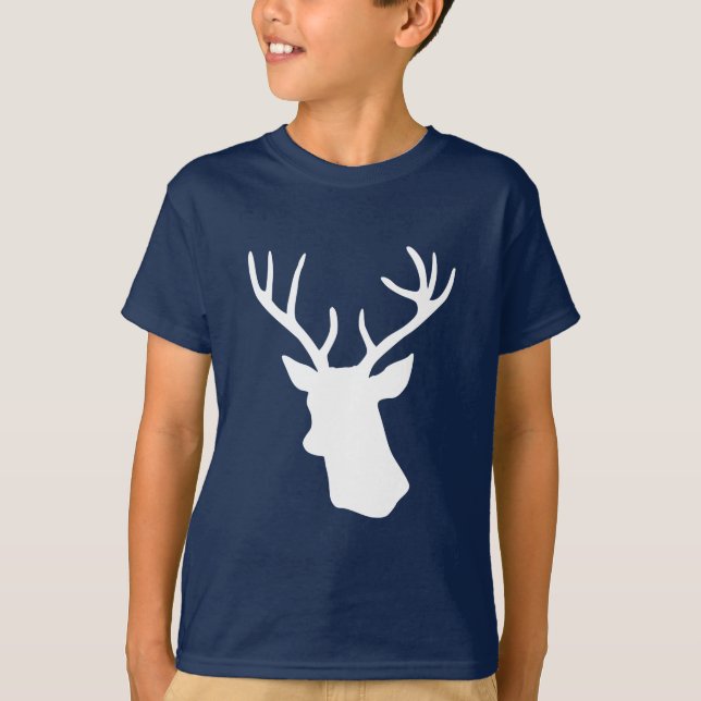 Silhouette för vithjorthuvud - turkos t-shirt (Framsida)