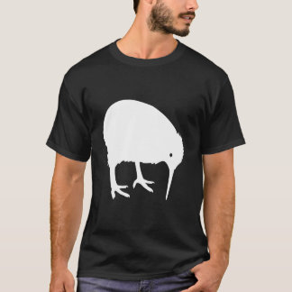 Silhouette för vitKiwifågel som pickar på det T Shirt
