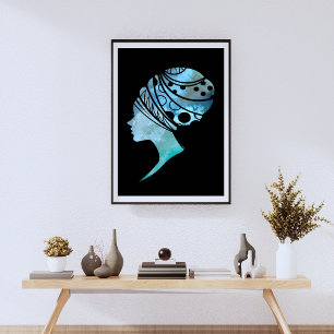 Silhouette från en afrikansk kvinna poster