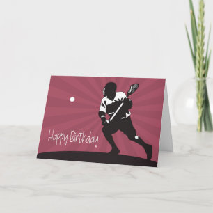 Silhouette från en Lacrosse Player för födelsedage Kort