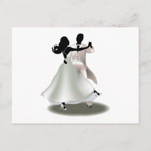 Silhouette från ett dansande par vykort