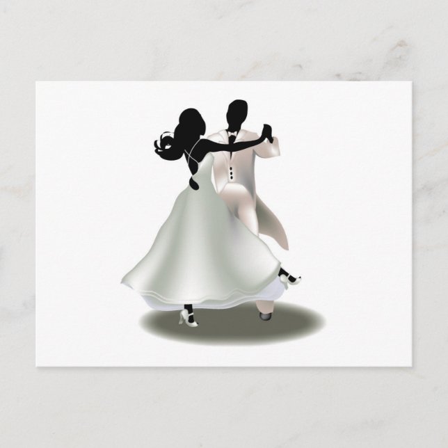 Silhouette från ett dansande par vykort (Framsida)