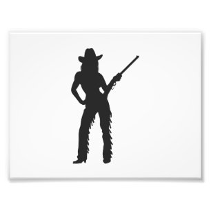 Silhouette från Westernare Cowgirl Fototryck