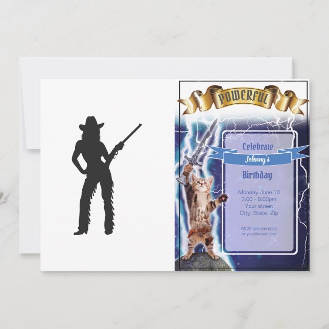 Silhouette från Westernare Cowgirl Inbjudningar (Framsida)