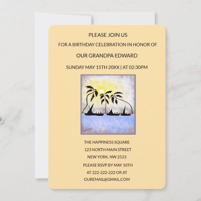 Silhouette Full Moon Sailing Birthday-inbjudan Inbjudningar (Framsida)