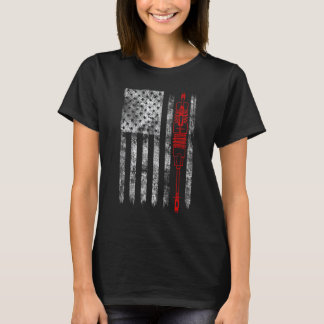 Silhouette Fuse Cutout American Flagga Lineman T Shirt