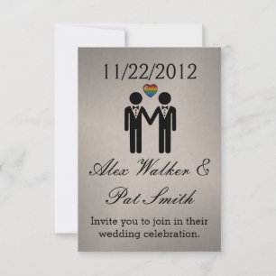 Silhouette Gay Grooms med Rainbow Heart Inbjudningar