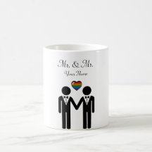 Silhouette Gay Grooms med Rainbow Heart