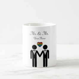 Silhouette Gay Grooms med Rainbow Heart Kaffemugg