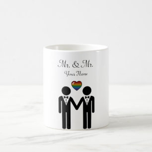Silhouette Gay Grooms med Rainbow Heart Kaffemugg