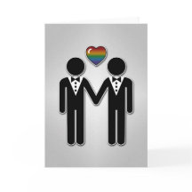 Silhouette Gay Grooms med Rainbow Heart