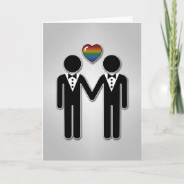 Silhouette Gay Grooms med Rainbow Heart Kort