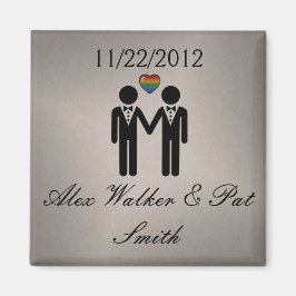 Silhouette Gay Grooms med Rainbow Heart Magnet