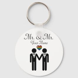 Silhouette Gay Grooms med Rainbow Heart Nyckelring