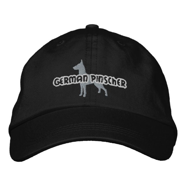 Silhouette German Pinscher Embroized Hat Broderad Keps (Framsida)