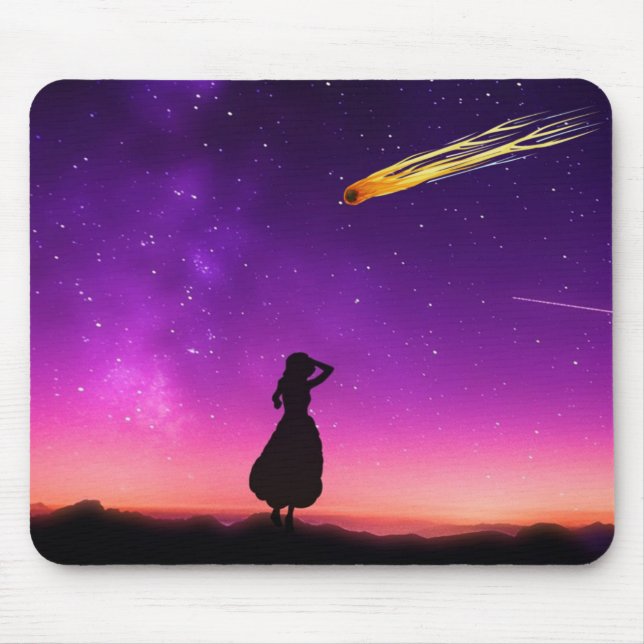 Silhouette Girl tittar på meterkrasch till jorden Musmatta (Framsidan)