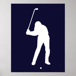 Silhouette golfer på slå golf boll-utskrift poster